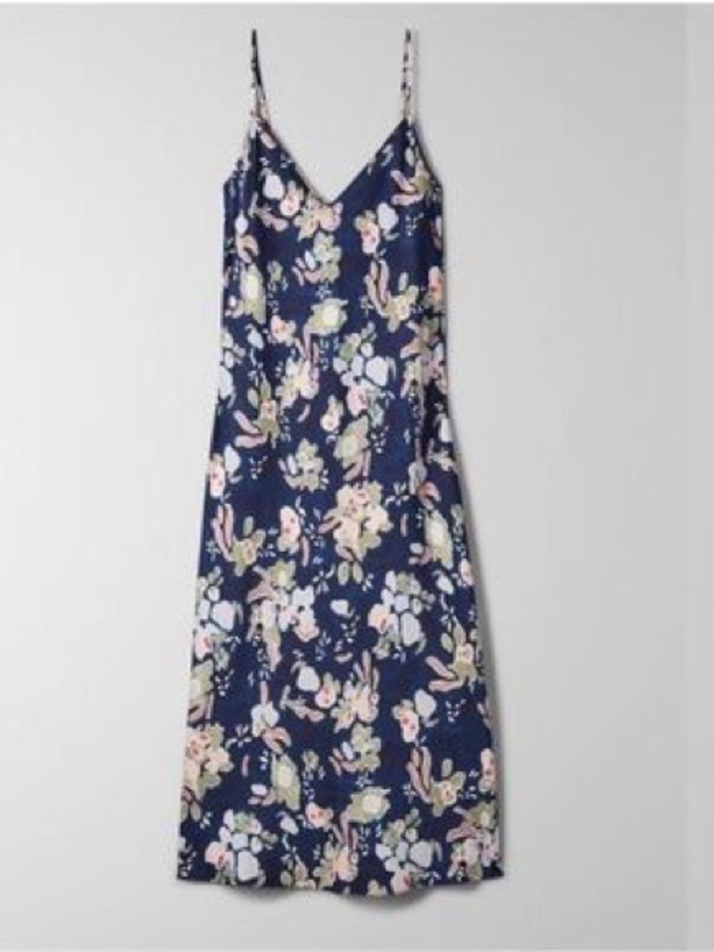 Wilfred Navy Floral Slip Midi Dress